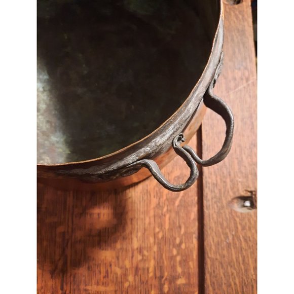 19ct Antique European Hand Hammered Copper Brass Open...